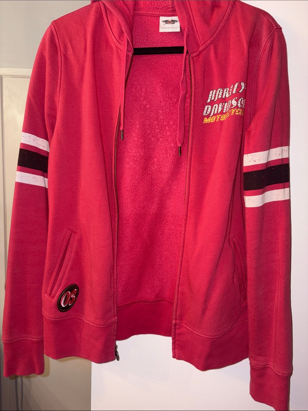 Harley-Davidson Pink Hooded Zip Sweatshirt with Embroidered Logo